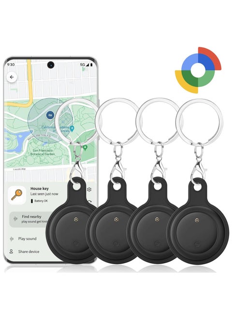 [4 Pack Android Tag] Bluetooth Tracker for Android Phones. Google Certified Item Locator, Smart Tracking Tag for Google Find My Device App. Finder for Keys, Luggage, Suitcase, Backpack, Purse and more