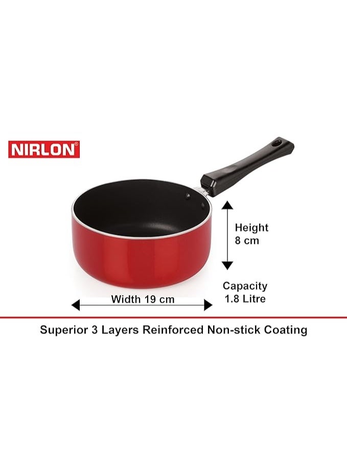 Nirlon Non-Stick Aluminium 4 Piece Gas Compatible PFOA Free Cookware Essential Set, Red and Black - Image 5