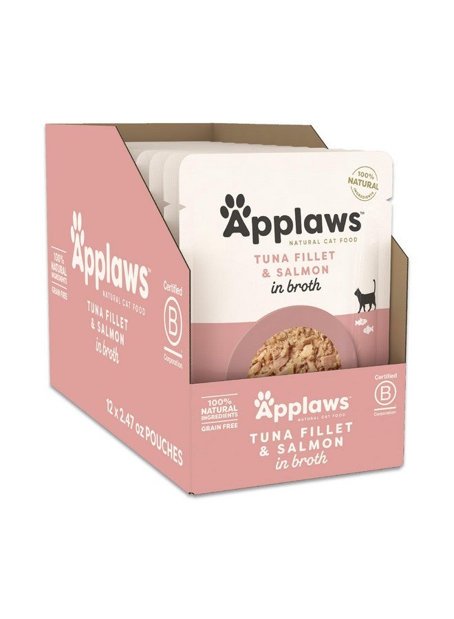 Applaws Natural Wet Cat Food in Broth, Limited Ingredient Wet Cat Food Pouches, No Additives, Made with Natural Ingredients, Tuna with Salmon in Broth (12 x 2.47oz Pouches) - Image 1