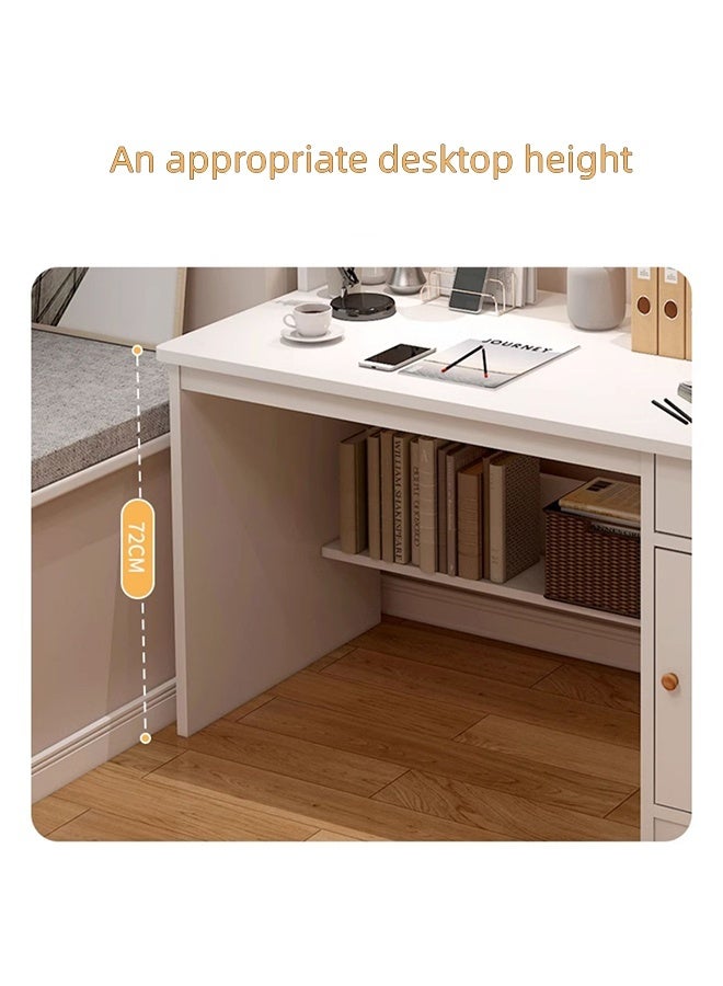 JCB CHIC Study Desk with Stand Writing Desk，Multifunction Solid Wood Desk with Integrated Bookshelf,Computer Table with Drawers and Storage Shelves for Home Office or Study Room 100x48x136 cm - Image 5