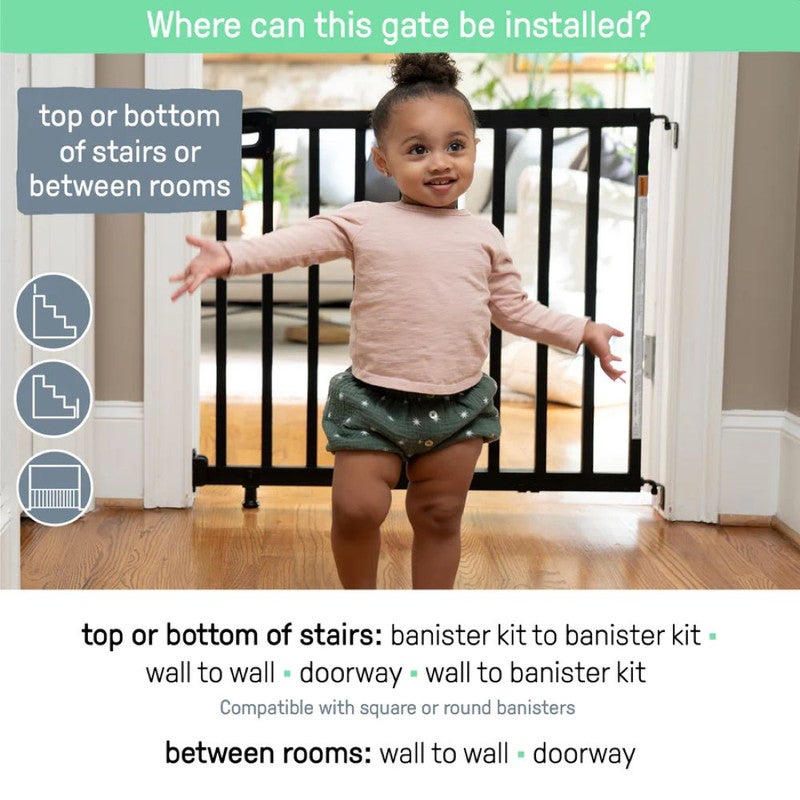 ingenuity Summer by Ingenuity  - Stairway 48" Wide Pet & Baby Gate – Locking Indicator & No-Threshold Door, Black, Ages 6–24 Months - Image 3