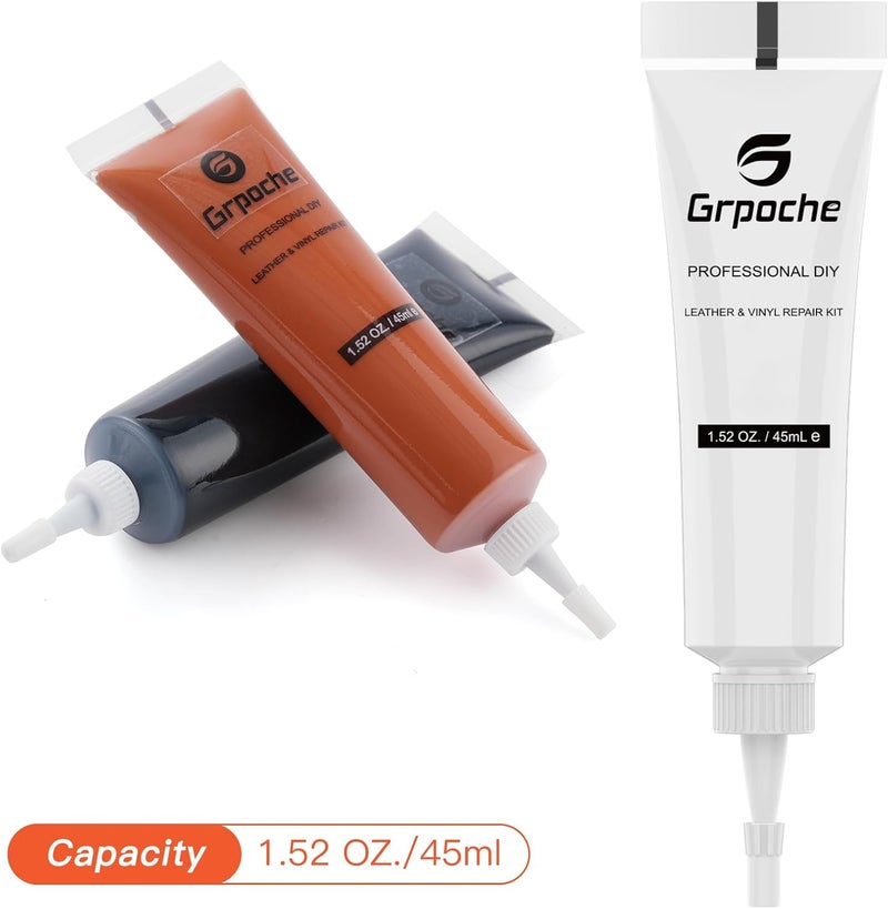 Grpoche Leather Repair Kit for Furniture, Couch, Vinyl and Leather Repair Kit for Car Interiors,Car Seat,Purse,Sofa and Jacket, Restores Faux,Artificial,Genuine Pleather & Any Material,for Scratch,Tears,Holes - Image 2