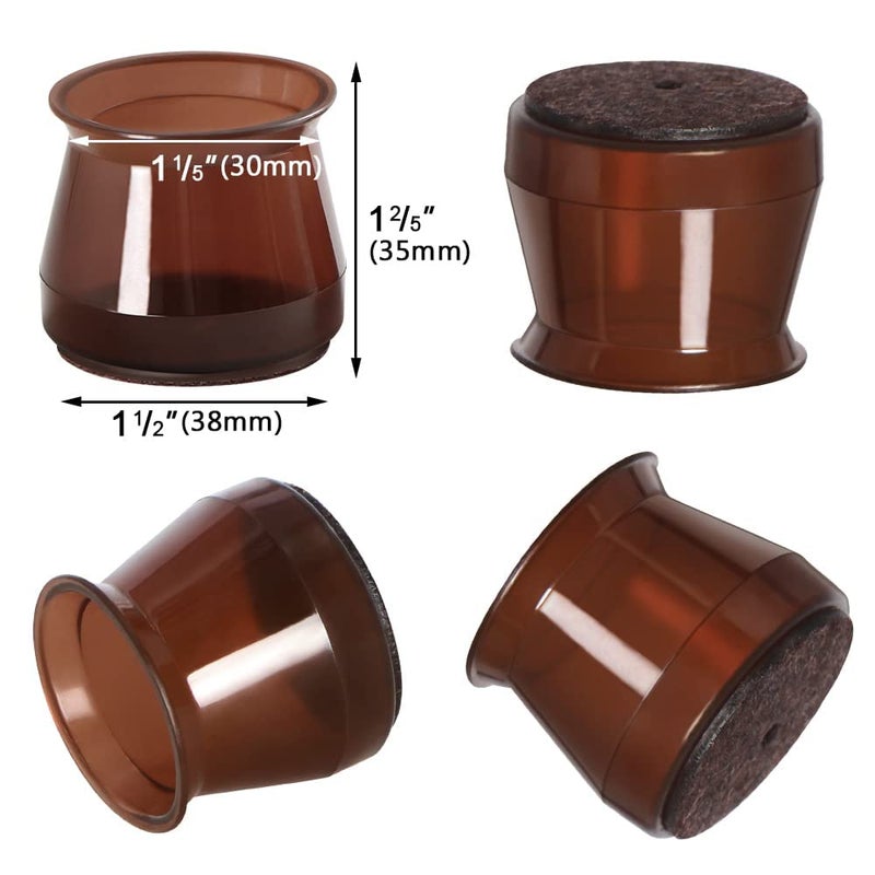 OASMU 32 Pcs Silicone Chair Leg Floor Protectors For Hardwood Floors  Brown Felt Bottom Chair Leg Covers  Free Moving Table Leg Covers  Stool Leg Protectors Caps - Image 5