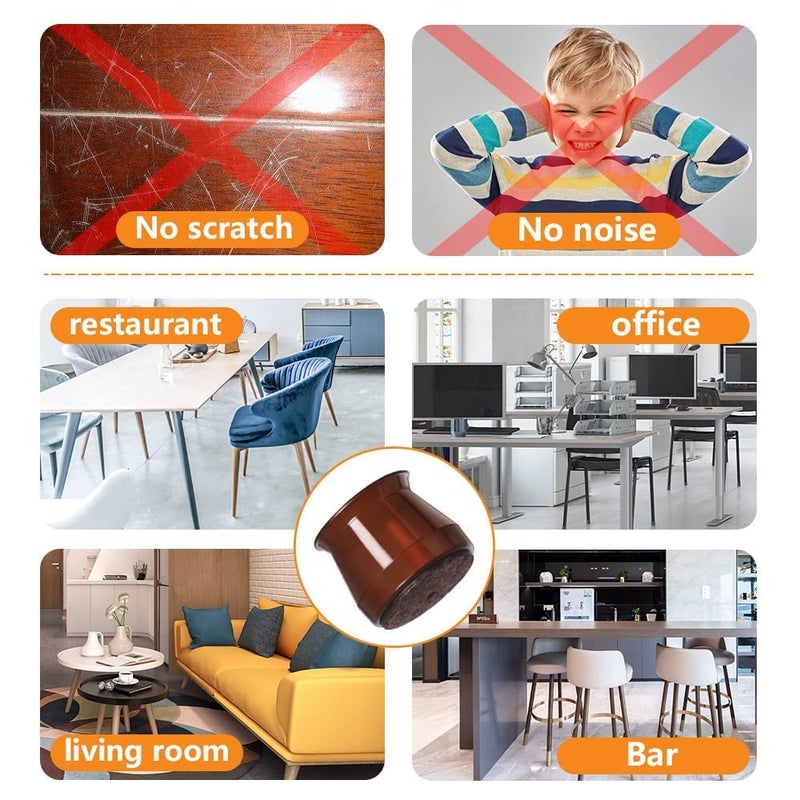 OASMU 32 Pcs Silicone Chair Leg Floor Protectors For Hardwood Floors  Brown Felt Bottom Chair Leg Covers  Free Moving Table Leg Covers  Stool Leg Protectors Caps - Image 3