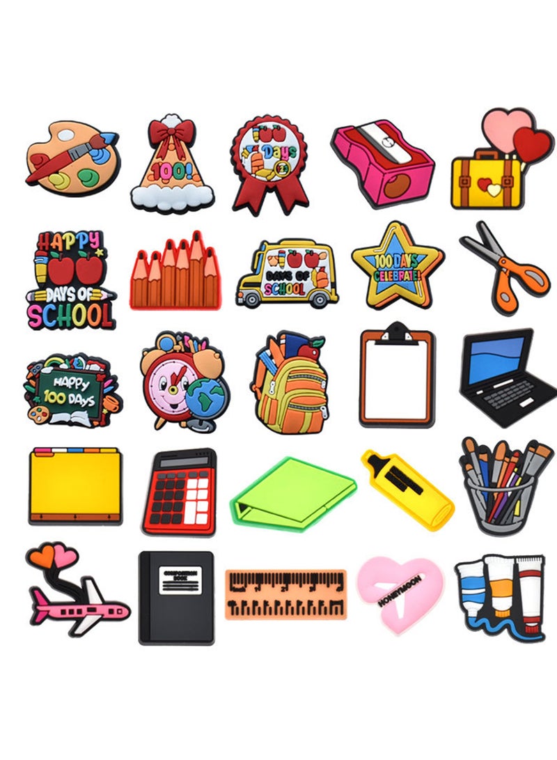 Excefore Shoe Decoration Charms Crocs Charms 25 Pcs  Croc Accessories School Life Student Rewards PVC, Holiday Birthday Party Favors, Charms For Clog Wristband Sandals Bracelet - Image 1