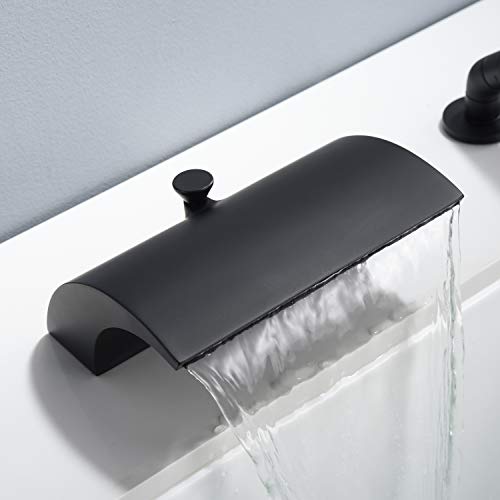 sumerain Black Roman Tub Faucet with Hand Shower High Flow Waterfall Spout with Diverter - Image 4