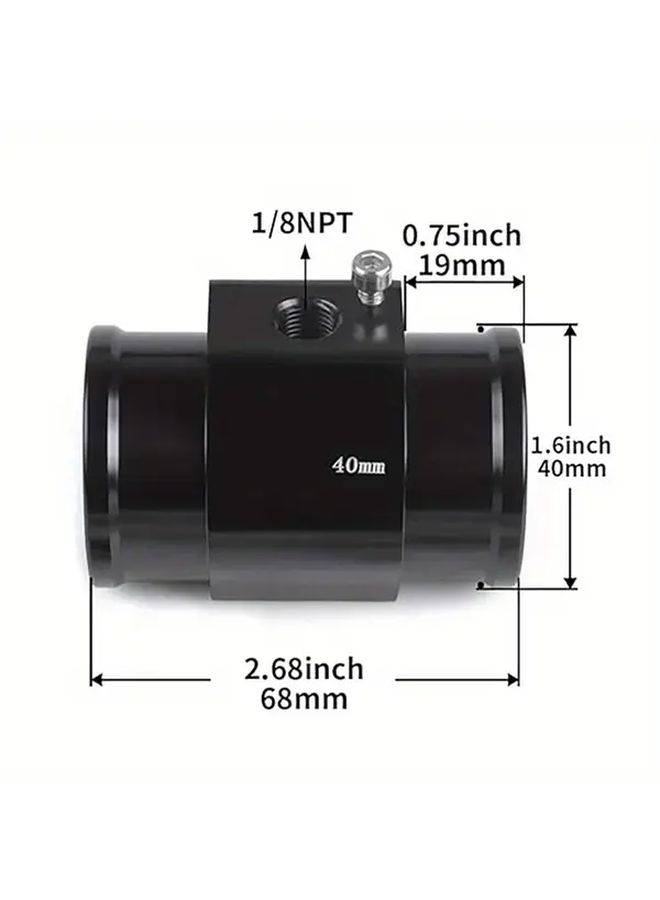 Black Aluminum 40mm Water Temperature Sensor Adaptor With Clamps For Car Engine - Image 2