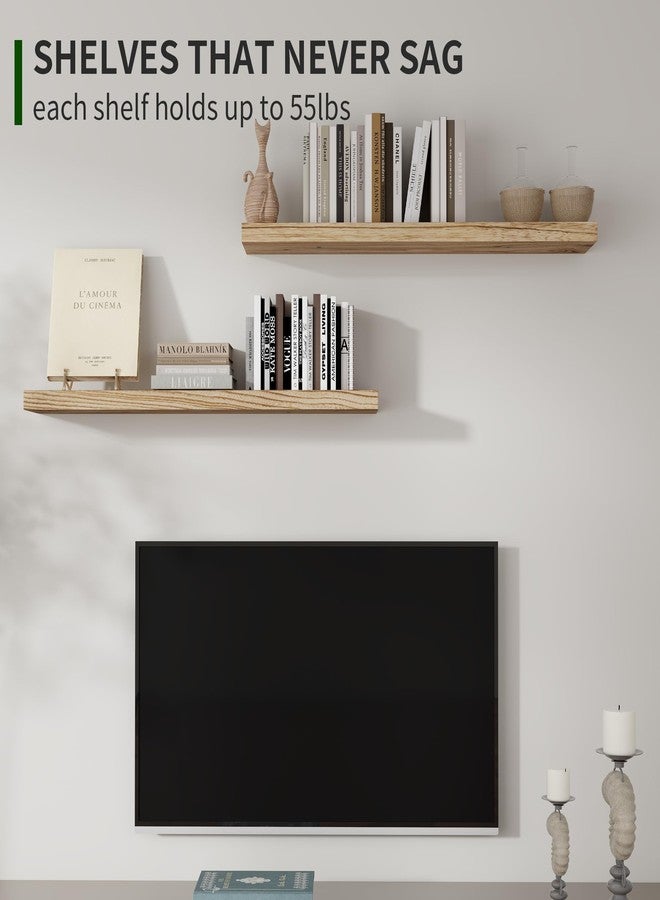 Marsmiles Wood Floating Shelves for Wall Set of 2, 36 Inch Wide Rustic Wooden Floating Shelves, Invisible Wall Mounted Display for Living Room Bedroom Kitchen Bathroom Office, Carbonized Black - Image 4