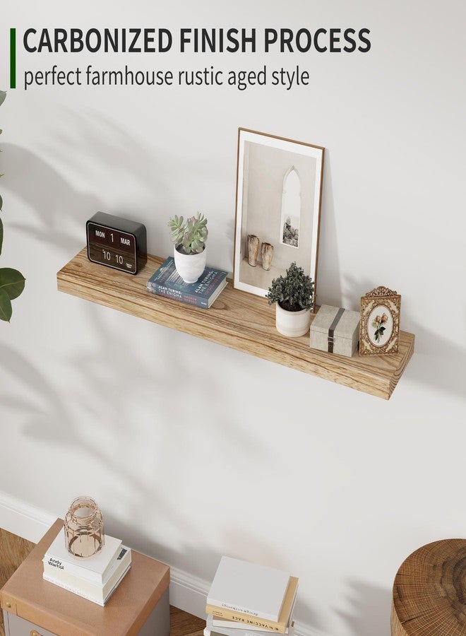 Marsmiles Wood Floating Shelves for Wall Set of 2, 36 Inch Wide Rustic Wooden Floating Shelves, Invisible Wall Mounted Display for Living Room Bedroom Kitchen Bathroom Office, Carbonized Black - Image 5