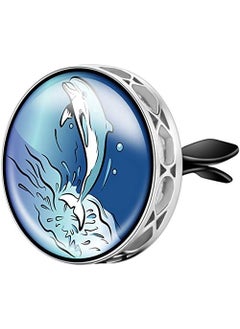 mEssentials Wild Essentials Dolphin Essential Oil Car Vent Diffuser, Stainless Steel Locket Pendant With 8 Color Refill Pads, Customizable Air Freshener for Aromatherapy 