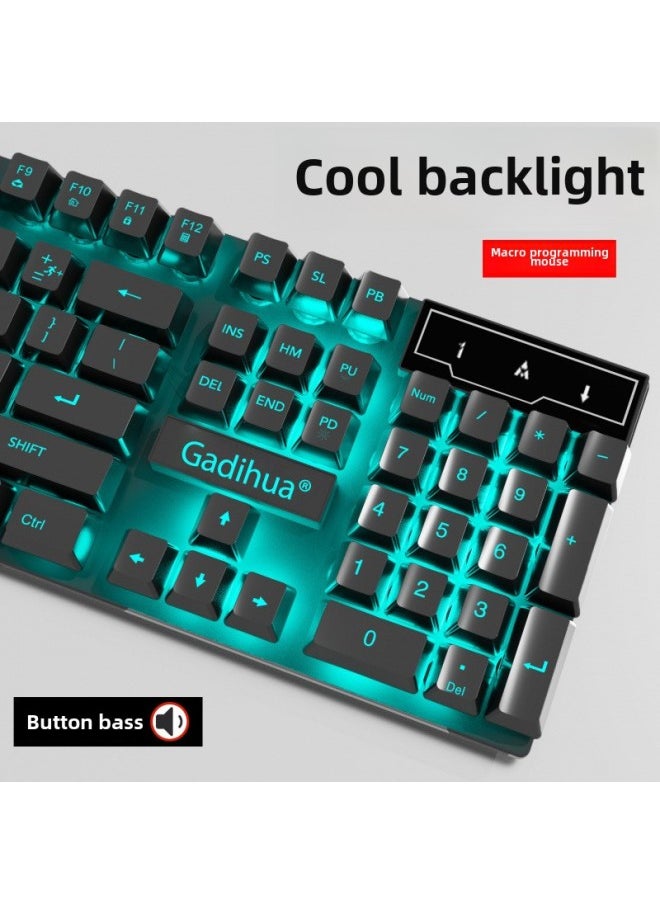 Generic Mechanical Feel Wired Keyboard Mouse Suit Computer Notebook Universal Game E-sports Peripherals Two-piece Set Free Shipping-Color:Classic Square Key-white Upgraded Version  + E-sports Mouse  - Image 1