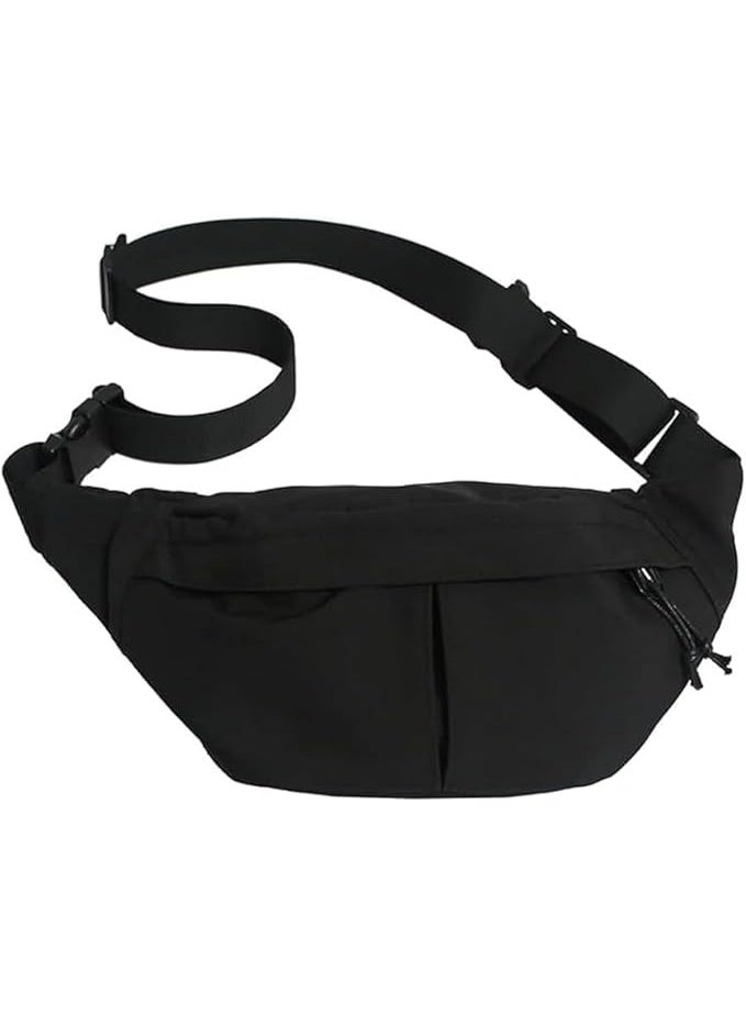 Unisex Crossbody Waist Bag – Black Fanny Pack with Front & Back Zipper Pockets  - Image 1
