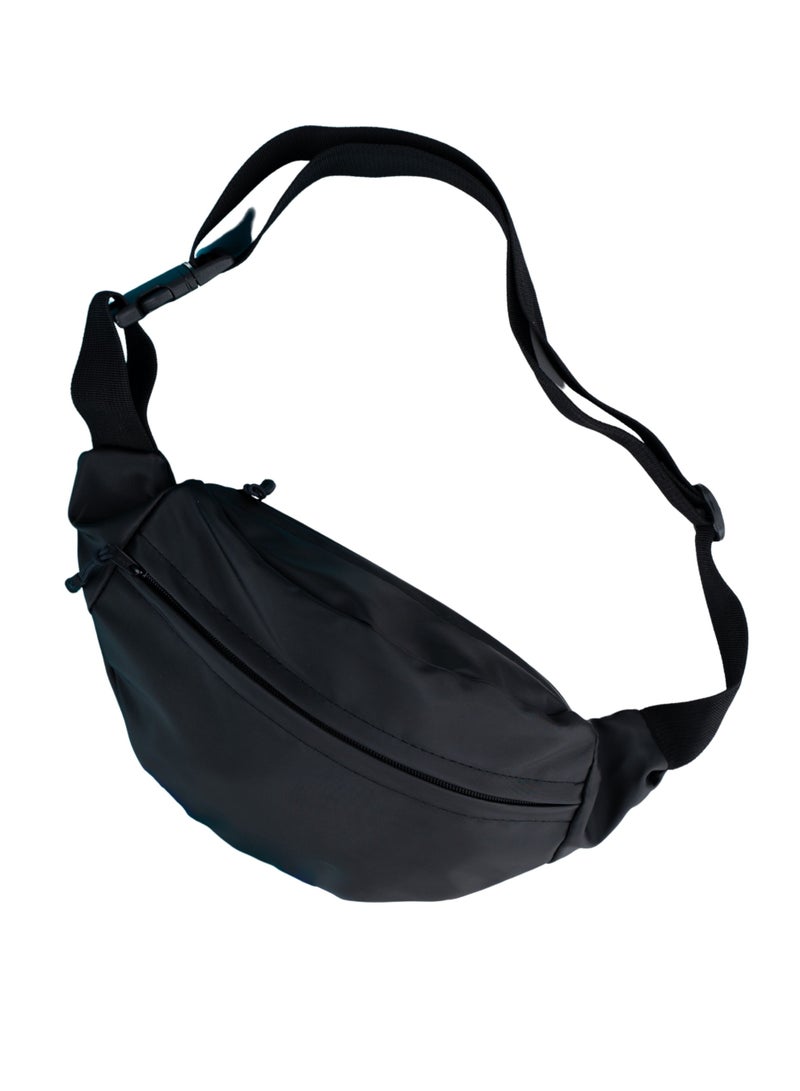 Unisex Crossbody Waist Bag – Black Fanny Pack with Front & Back Zipper Pockets  - Image 3
