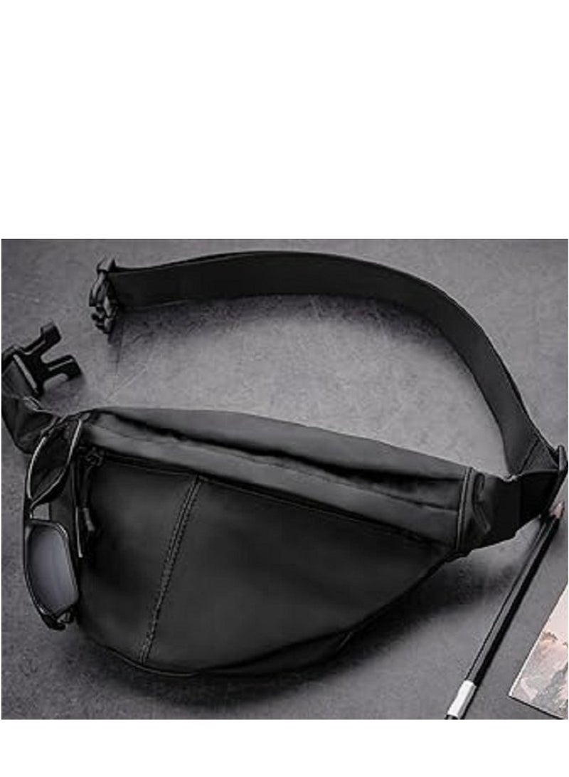 Unisex Crossbody Waist Bag – Black Fanny Pack with Front & Back Zipper Pockets  - Image 4