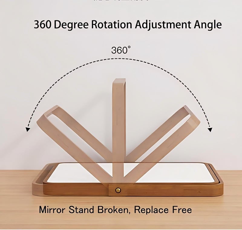ZOROSY Desk Makeup Mirrors with Wood - Rectangle Wall-Mounted Mirrors Table Mirrors for Living Room Bedroom Birthday Gifts (10.5" L x 7.8" W) - Image 3