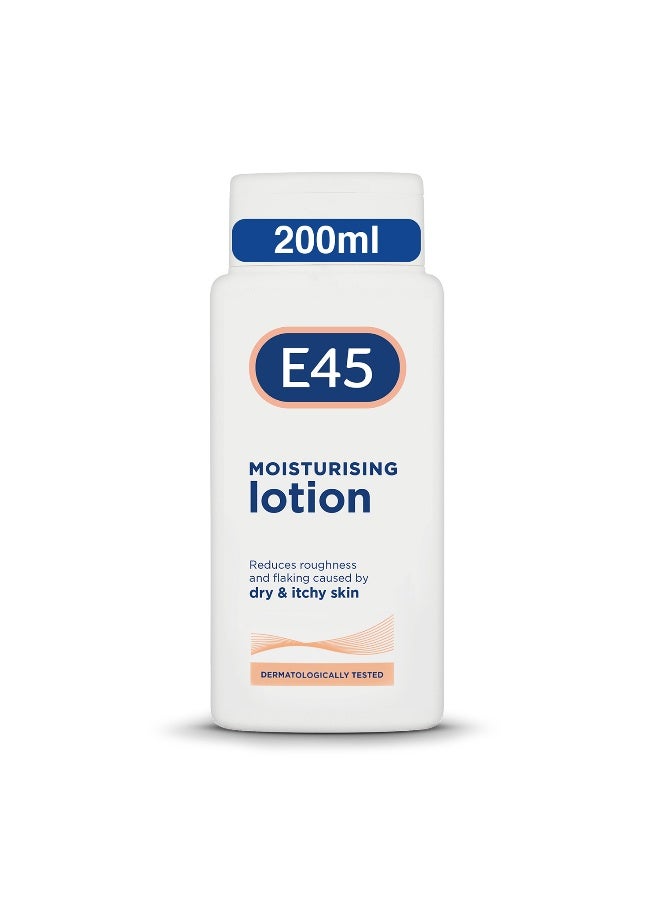 E45 Moisturising Lotion 200 ml – Body Lotion – Daily Moisturiser for Long-Lasting Hydration for Dry Skin and Sensitive Skin – Protect from Dryness, Reduce Redness and Flaking - Image 1