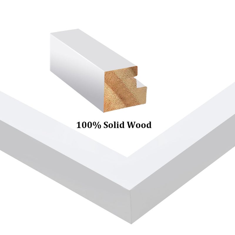 Egofine 8x12 إطارات الصورة مجموعة بيضاء من 4 مصنوعة من خشب صلبة مغطاة بملفات زجاجية مملوءة بـ 5 × 7/6x8 أو 8x12 بدون حصيرة لتصاعد الجدول والجدار - Image 2