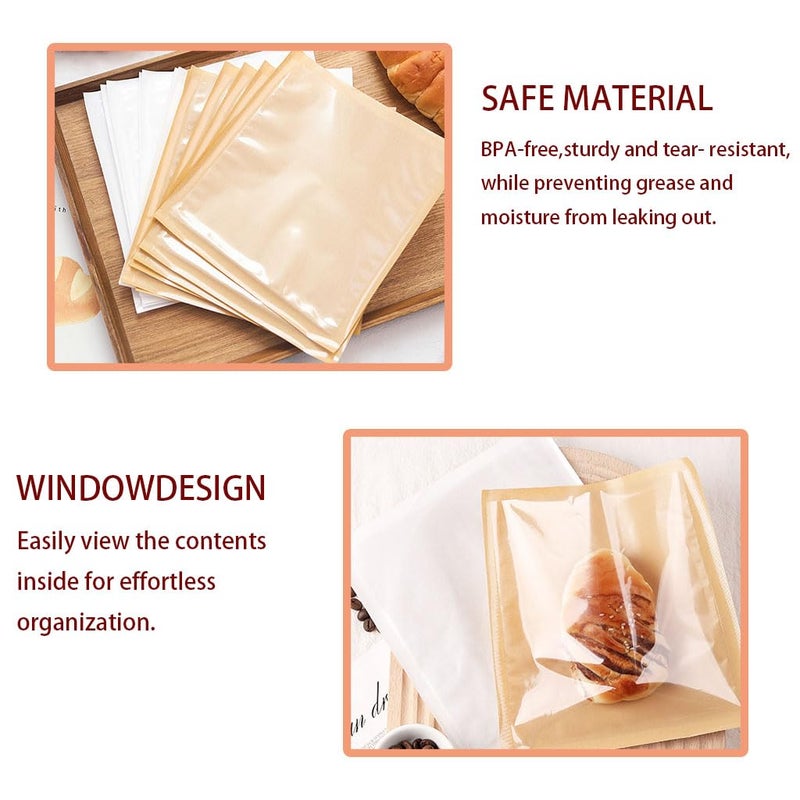 Amsthow 120 Pack Paper Cookie Bags with Window 5 x 7 Inch Paper Treat Bags Snacks Baked Goods Packaging Individual Single Cookie Wrappers Sleeves - Image 3