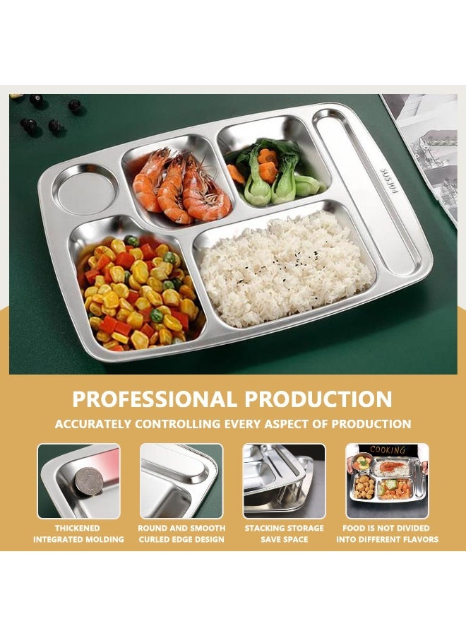 هابي هوم 2قطعه من صينية تقديم ستانلس ستيل مقسمة 6 أقسام لتقديم الطعام – طبق أكل صحي من الستانلس المقاوم للصدأ تقيل – صحن تقديم مقسم للمطابخ المصرية، وجبات الأطفال، اللانش بوكس، الدايت والرجيم – مناسب للبيت، المدارس، الحضانات، المطاعم والكافيهات - Image 5
