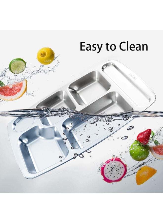 هابي هوم 2قطعه من صينية تقديم ستانلس ستيل مقسمة 6 أقسام لتقديم الطعام – طبق أكل صحي من الستانلس المقاوم للصدأ تقيل – صحن تقديم مقسم للمطابخ المصرية، وجبات الأطفال، اللانش بوكس، الدايت والرجيم – مناسب للبيت، المدارس، الحضانات، المطاعم والكافيهات - Image 4