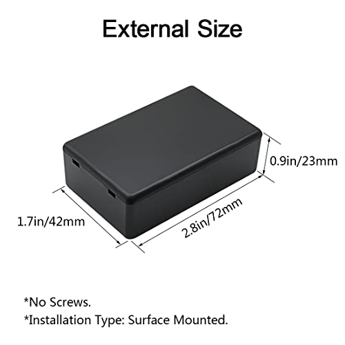 LeMotech Project Box, 5 Pieces ABS Electrical Box Small Junction Box for Electronics PCB Case,Electronic Hobby Box Black, Outside Size 2.8 x 1.7 x 0.9 inch (72x 42x 23 mm) - Image 2