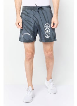 Reebok Men Sportswear Fit Graphic Print 5 Inch Inseam Outdoor Short, Dark Grey  - Image 1