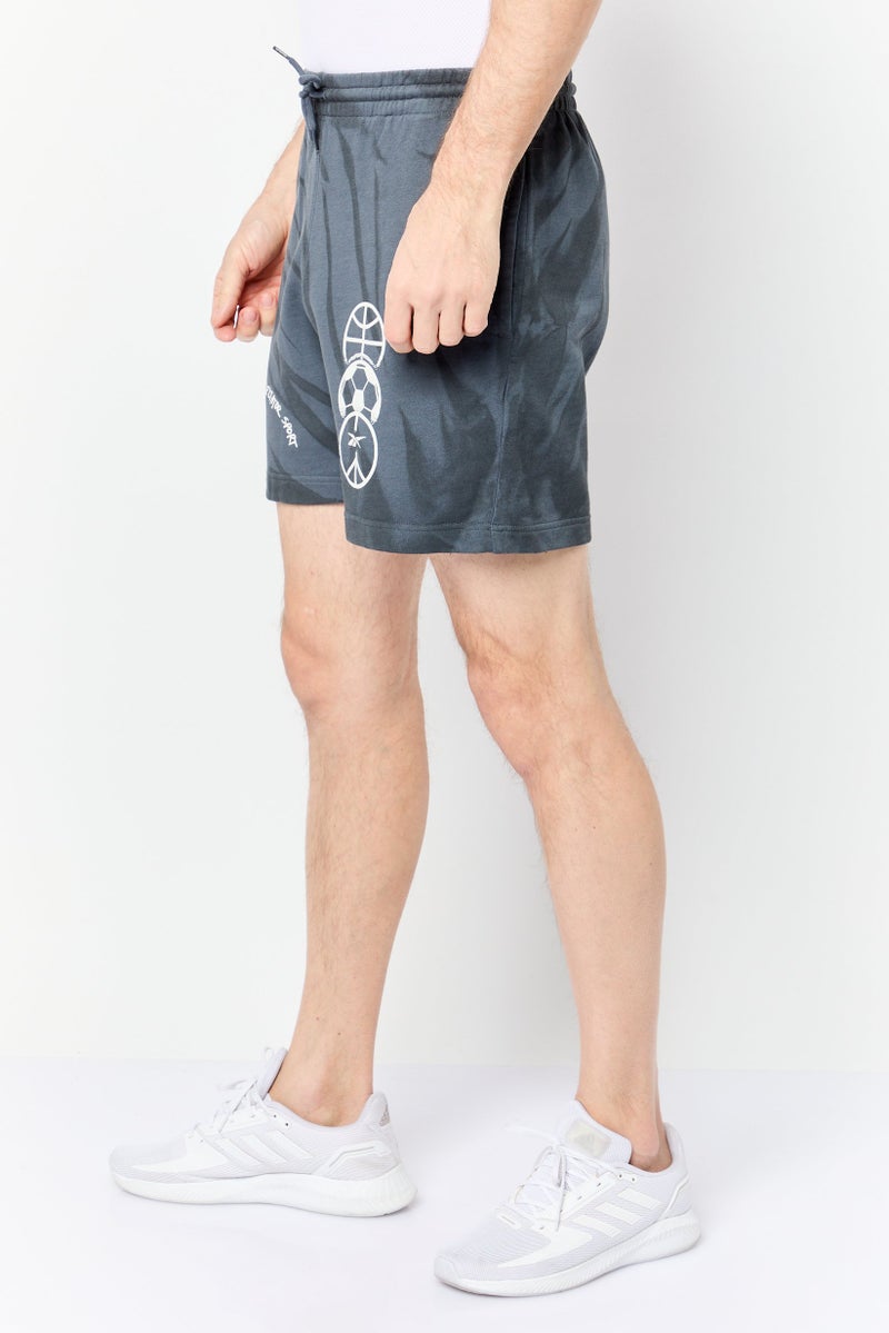Reebok Men Sportswear Fit Graphic Print 5 Inch Inseam Outdoor Shorts, Dark Grey - Image 2