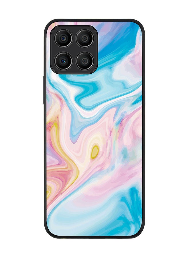 Stylizedd Rugged Black edge case for Honor X8 5G Slim fit Soft Case Flexible Rubber Edges Anti Drop TPU Gel Thin Cover - Marble Print Aqua - Image 1