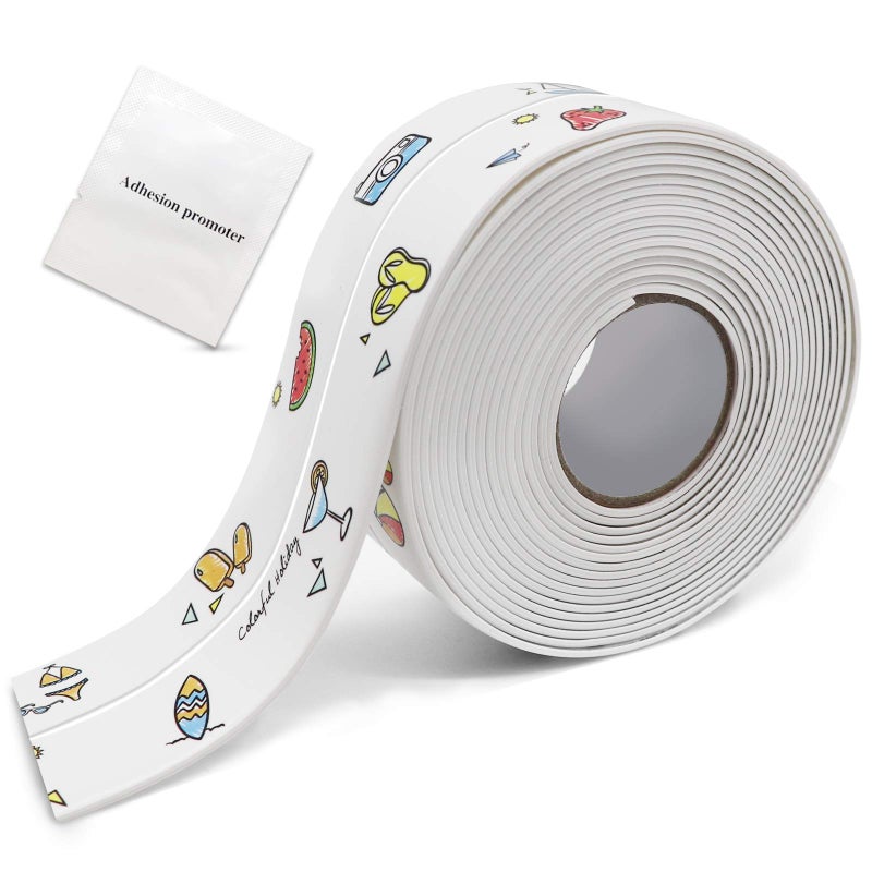 ANMIREKEN Caulk Strip, PVC Self Adhesive Waterproof Caulking Sealing Tape, Caulk Tape Strip for Bathtub, Kitchen Countertop, Sink, Bathroom, Toilet and Floor Wall Edge Protector (1.5"x10.5Ft) - Image 1
