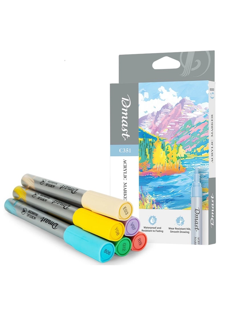 Dmast 6-Piece Acrylic Paint Markers Multicolour - Image 1