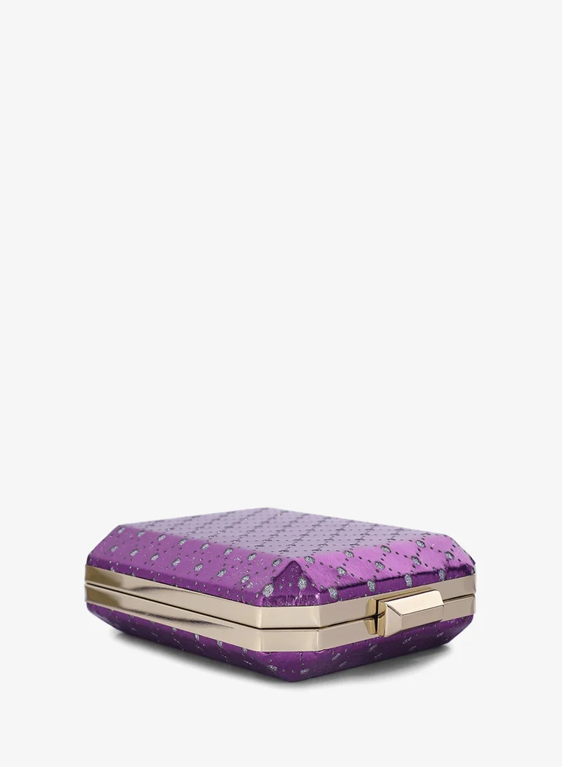 London Rag Purple Metallic Cut Out Clutch Bag