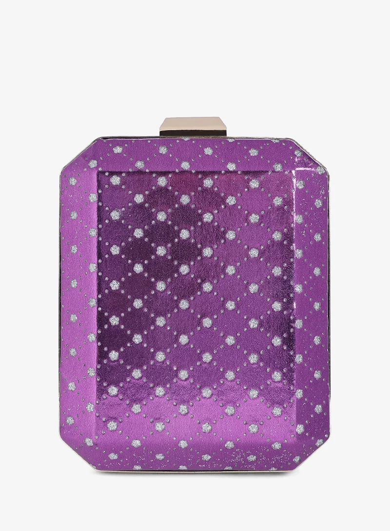 London Rag Purple Metallic Cut Out Clutch Bag