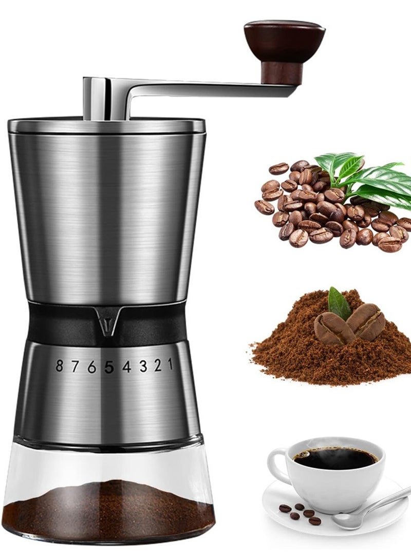 CityRiya-Long Manual Coffee Grinder Stainless Steel Hand Coffee Grinder with Adjustable Setting Ceramic Conical Burr Hand Coffee Mill Portable Manual Coffee Bean Grinder for Home, Office and Camping - Image 1