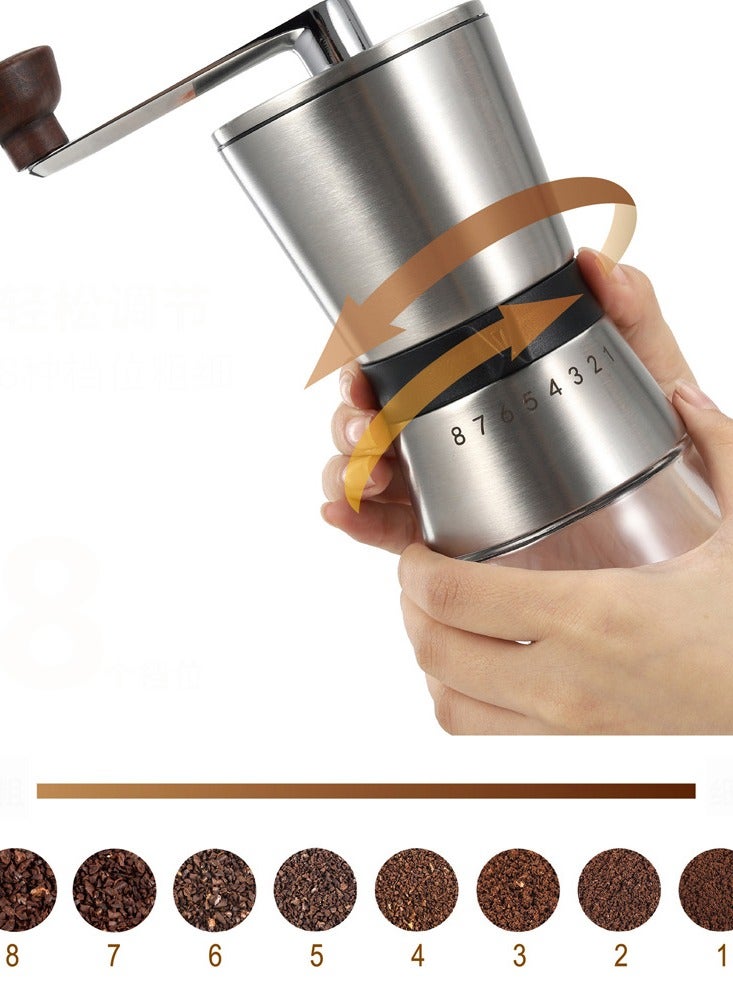 CityRiya-Long Manual Coffee Grinder Stainless Steel Hand Coffee Grinder with Adjustable Setting Ceramic Conical Burr Hand Coffee Mill Portable Manual Coffee Bean Grinder for Home, Office and Camping - Image 5