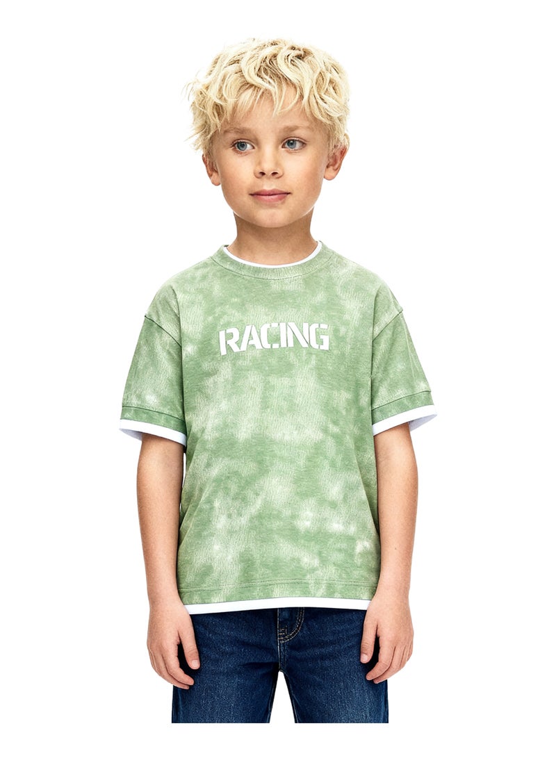 Andora Boys Tie-Dye Slip On Casual Tee - Light Green - Image 1