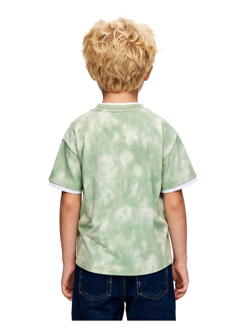 Andora Boys Tie-Dye Slip On Casual Tee - Light Green - Image 3