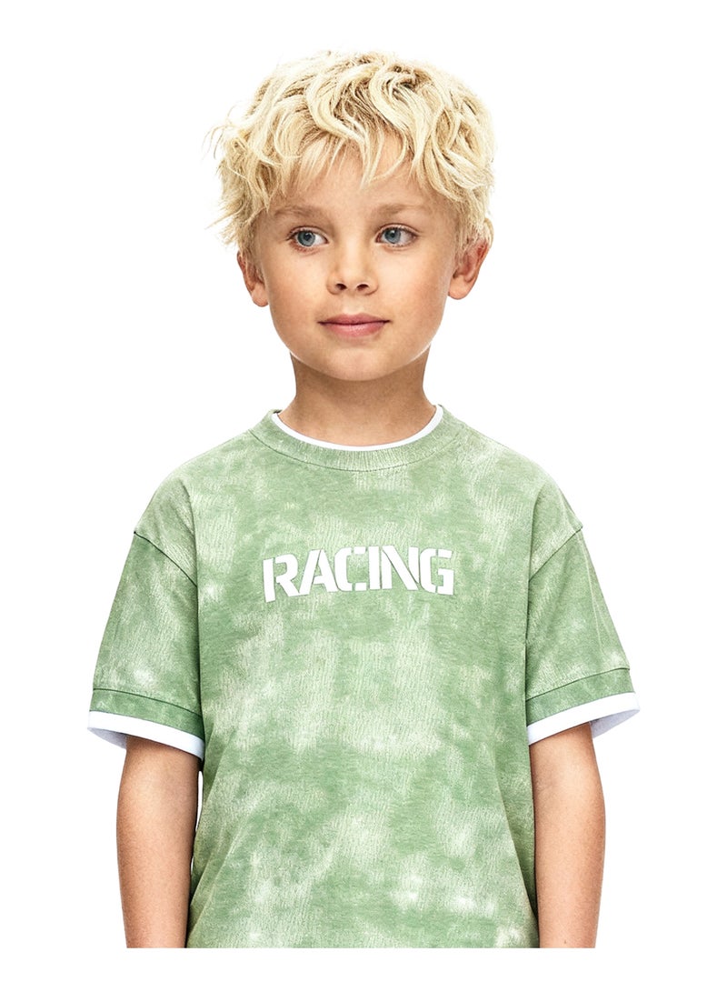 Andora Boys Tie-Dye Slip On Casual Tee - Light Green - Image 2