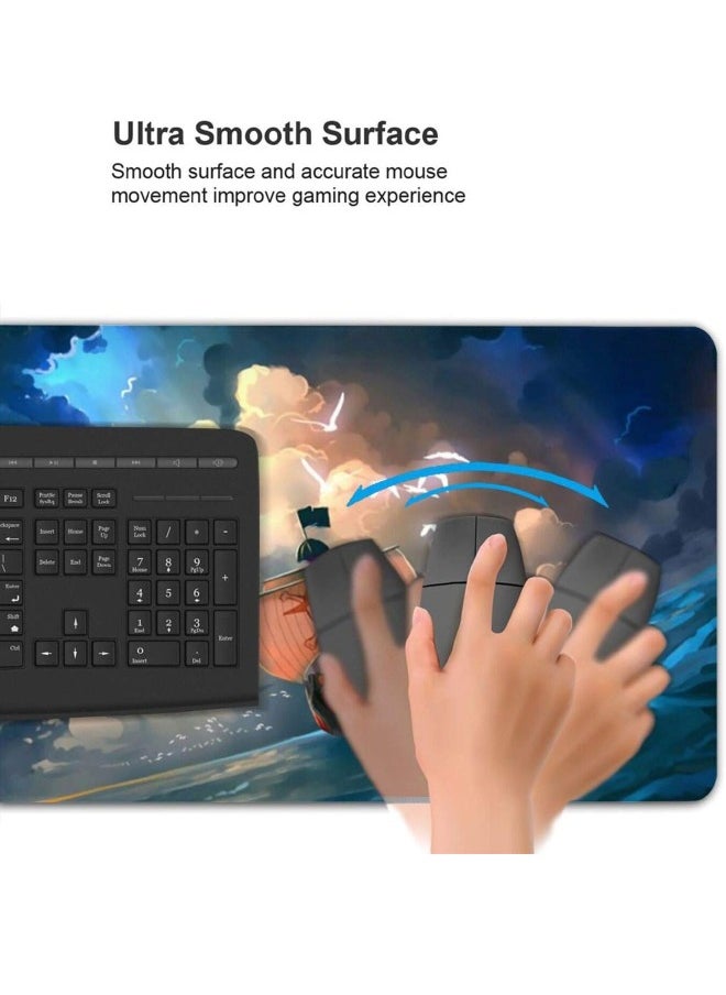 Generic - Anime One Piece Mouse Pad, Anime Mouse Pad, Gaming Mouse Pad, Large Mouse Pad, Extended Keyboard Mousepad with Non-Slip Base and Stitched Edge, 15.7×35.4 inch - Image 1