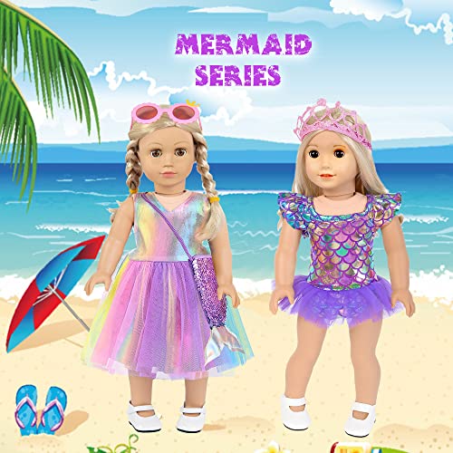 ibayda Mermaid 18 inch Doll Clothes and Doll Accessories Case Luggage Travel Play Set Include Suitcase, Dresses, Bag, Camera, Glasses, Pillow, Eyeshade Etc (No Doll) - Image 4