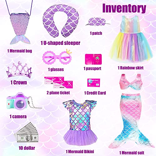 ibayda Mermaid 18 inch Doll Clothes and Doll Accessories Case Luggage Travel Play Set Include Suitcase, Dresses, Bag, Camera, Glasses, Pillow, Eyeshade Etc (No Doll) - Image 2
