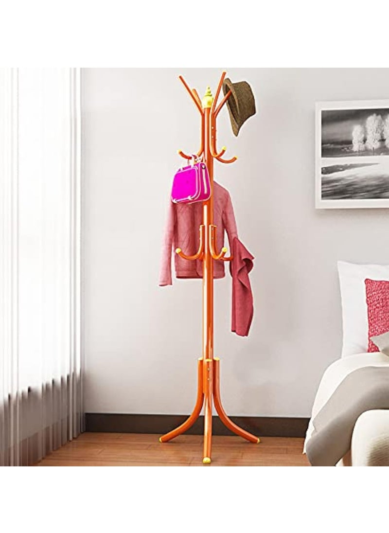 Arabest - Coat Rack Freestanding, Entryway Hall Tree With 12 Hooks, Coat Hanger Stand, Floor Standing Coat Rack, Coat Rack Stand, Clothes Rack, Coat Tree, Pink - Image 1