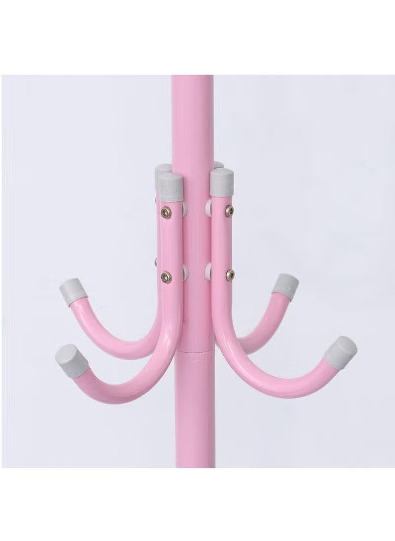 Arabest - Coat Rack Freestanding, Entryway Hall Tree With 12 Hooks, Coat Hanger Stand, Floor Standing Coat Rack, Coat Rack Stand, Clothes Rack, Coat Tree, Pink - Image 1