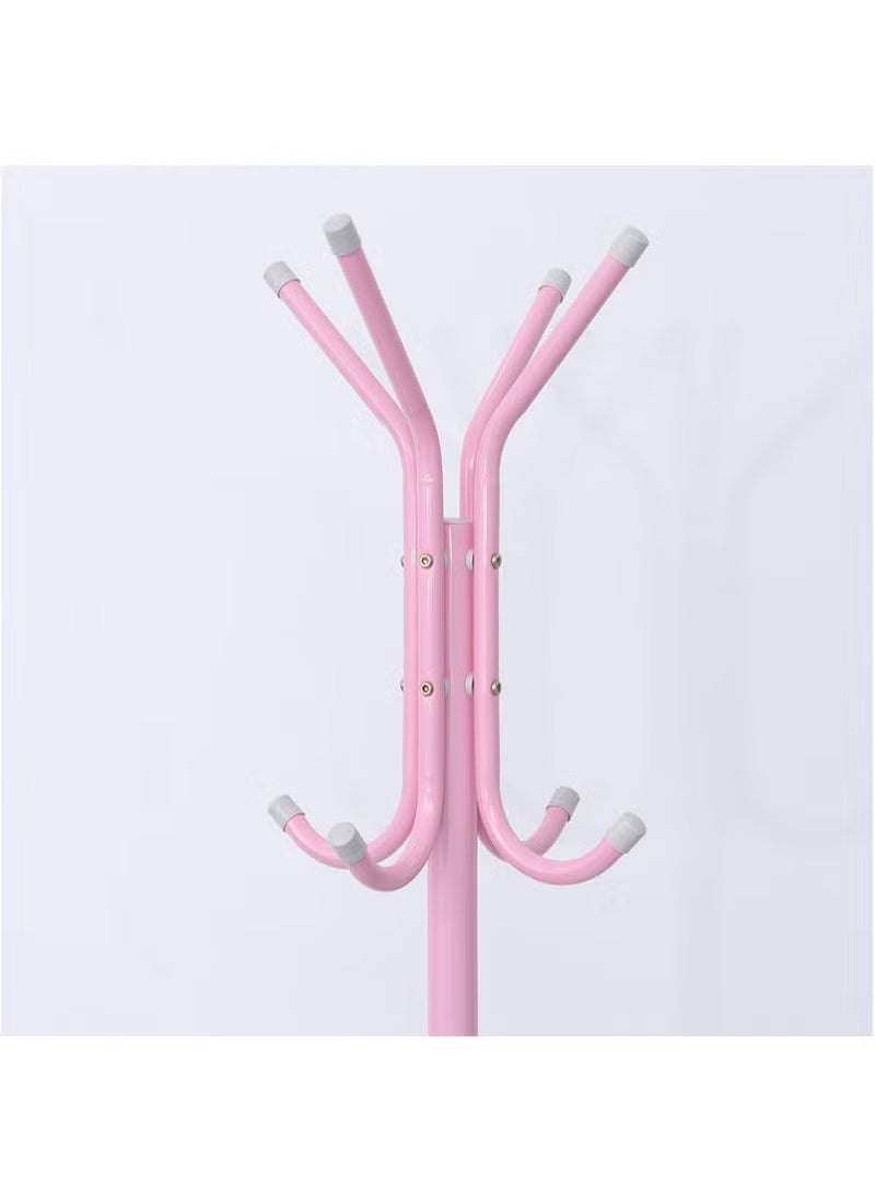 Arabest - Coat Rack Freestanding, Entryway Hall Tree With 12 Hooks, Coat Hanger Stand, Floor Standing Coat Rack, Coat Rack Stand, Clothes Rack, Coat Tree, Pink - Image 1