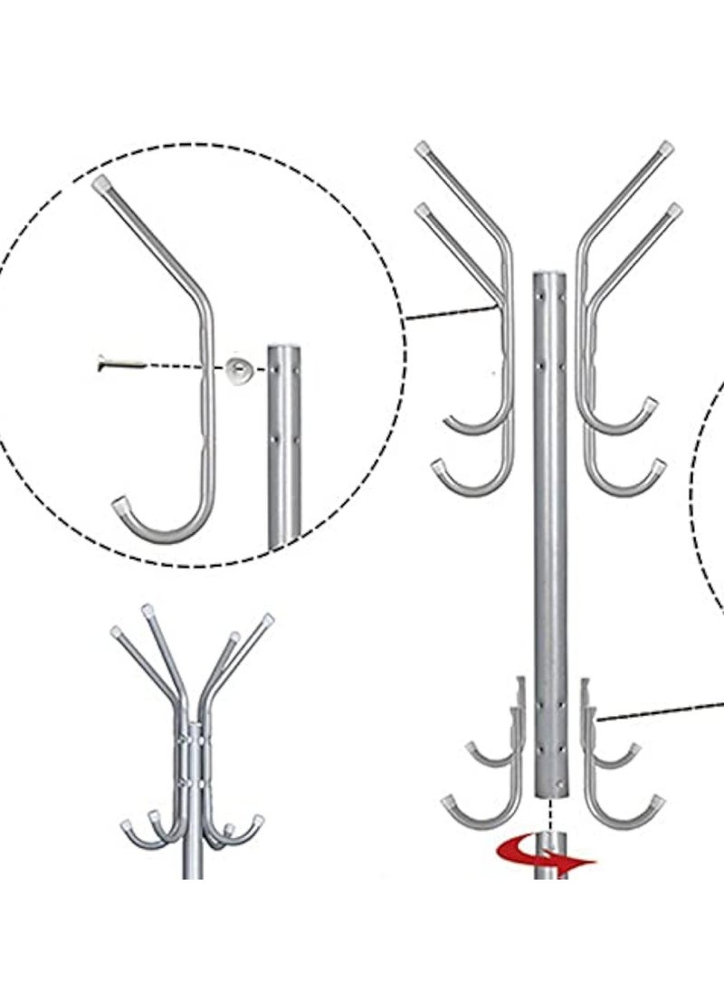 Arabest - Coat Rack Freestanding, Entryway Hall Tree With 12 Hooks, Coat Hanger Stand, Floor Standing Coat Rack, Coat Rack Stand, Clothes Rack, Coat Tree, Pink - Image 1