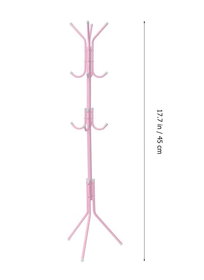 Arabest - Coat Rack Freestanding, Entryway Hall Tree With 12 Hooks, Coat Hanger Stand, Floor Standing Coat Rack, Coat Rack Stand, Clothes Rack, Coat Tree, Pink - Image 1