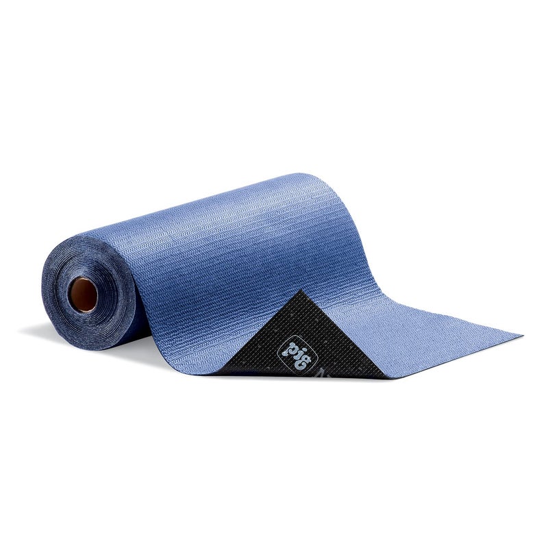 PIG Adhesive-Backed Absorbent Mat | Grippy Industrial Surface| 16" W x 25' L | Blue | MAT1625 - Image 1