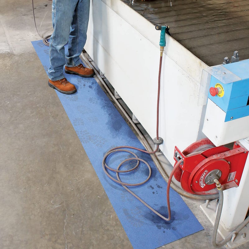 PIG Adhesive-Backed Absorbent Mat | Grippy Industrial Surface| 16" W x 25' L | Blue | MAT1625 - Image 3