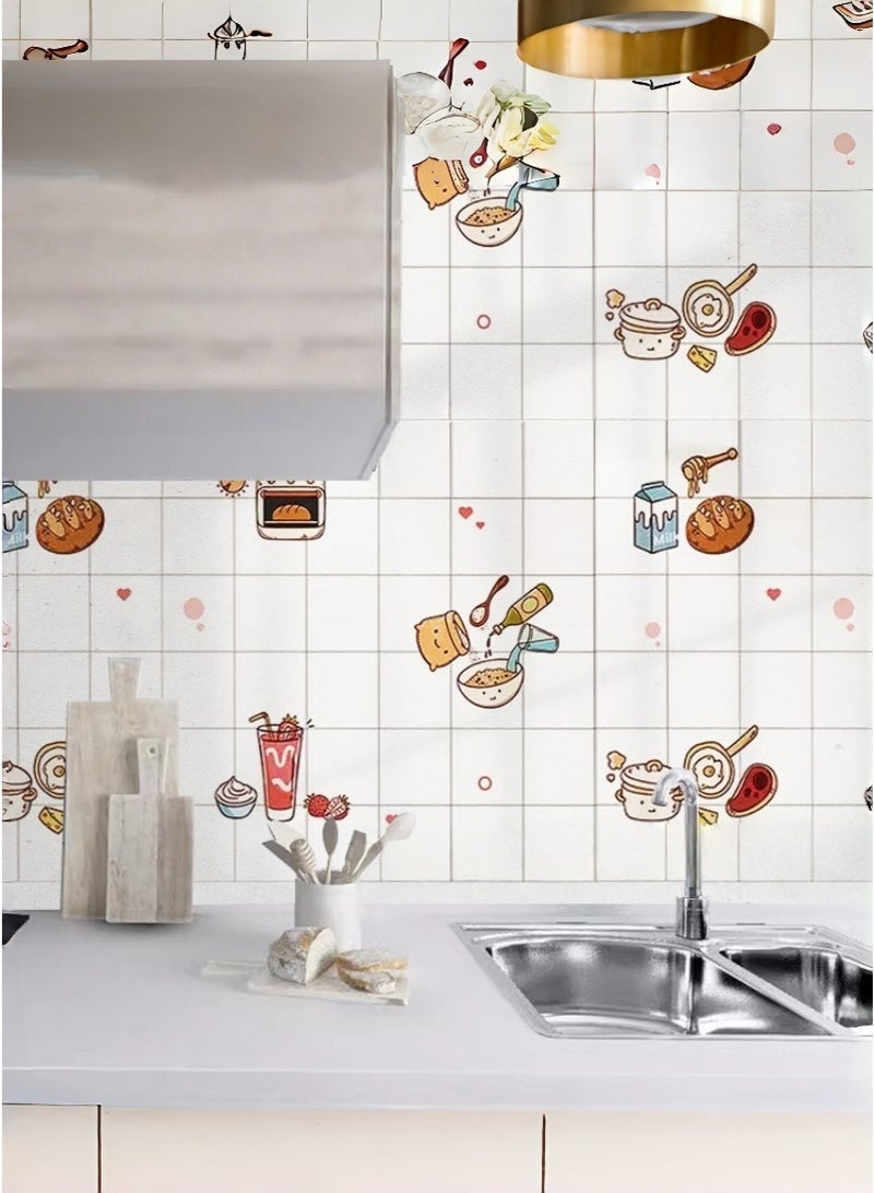 عنيد لفة واحدة من ورق جدران لطيف بنقوش مميزة، ملصق مقاوم للزيت والماء للمطبخ، ورق جدران مقاوم لدرجات الحرارة العالية، ملصق جداري للمطبخ والحمام (60 × 500 سم) - Image 1