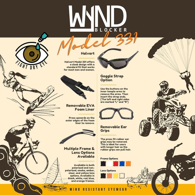 WYND Blocker نظارات ركوب الدراجات النارية WYND Blocker للرياضات المتطرفة - سوداء وصفراء للقيادة الليلية - Image 4