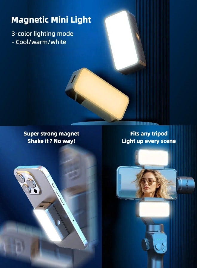 Magnetic Mini LED Light Finger-Sized Portable LED Photography Light With 2 Magnetic Plate Selfie Light Camera Online Meeting Tiktok Live Lighting Outdoor Lighting Black Color with 3 Light Effects  - Image 3